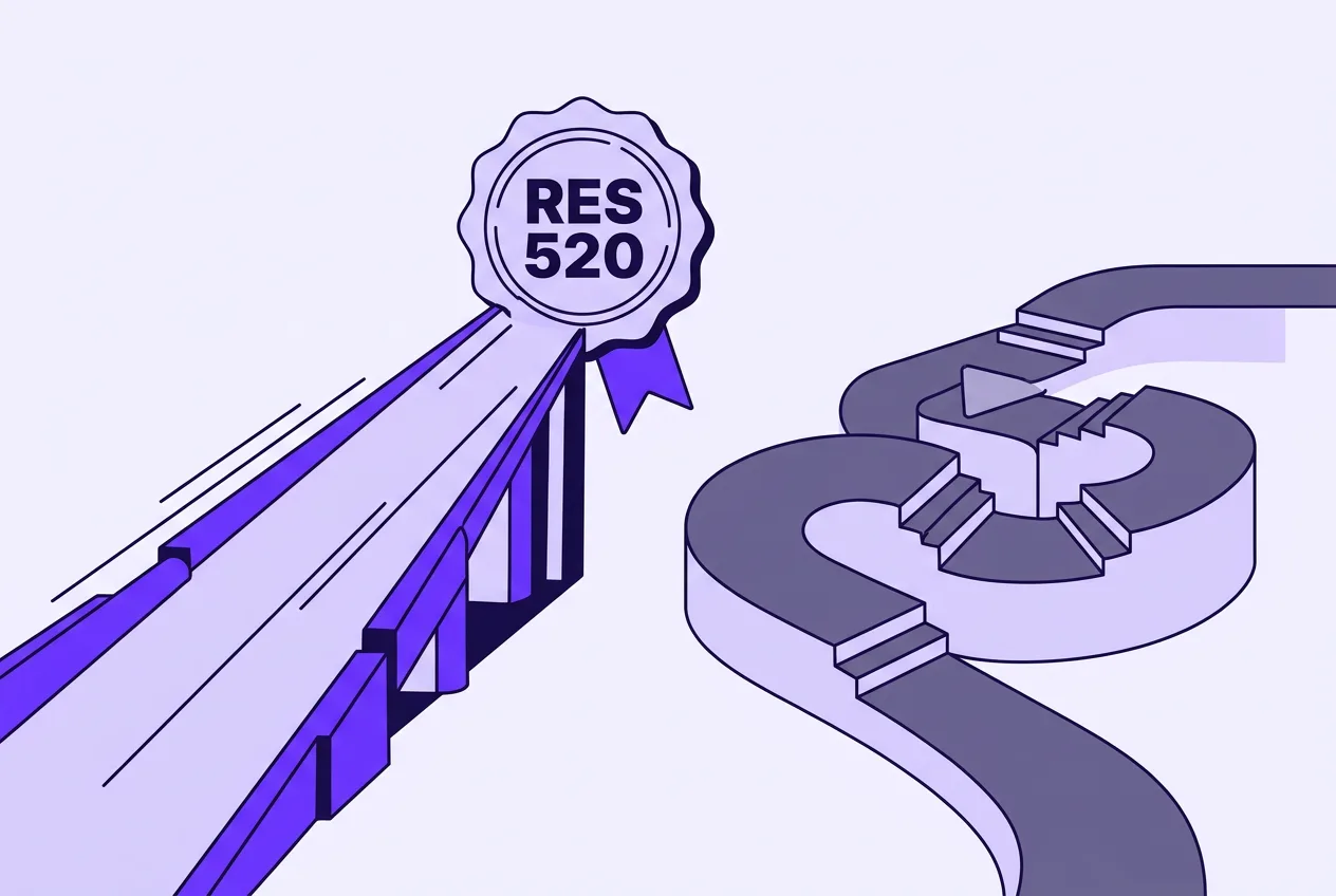 Minimalist 2D infographic illustrating BCB Resolution 520 streamlined crypto notification pathway.
