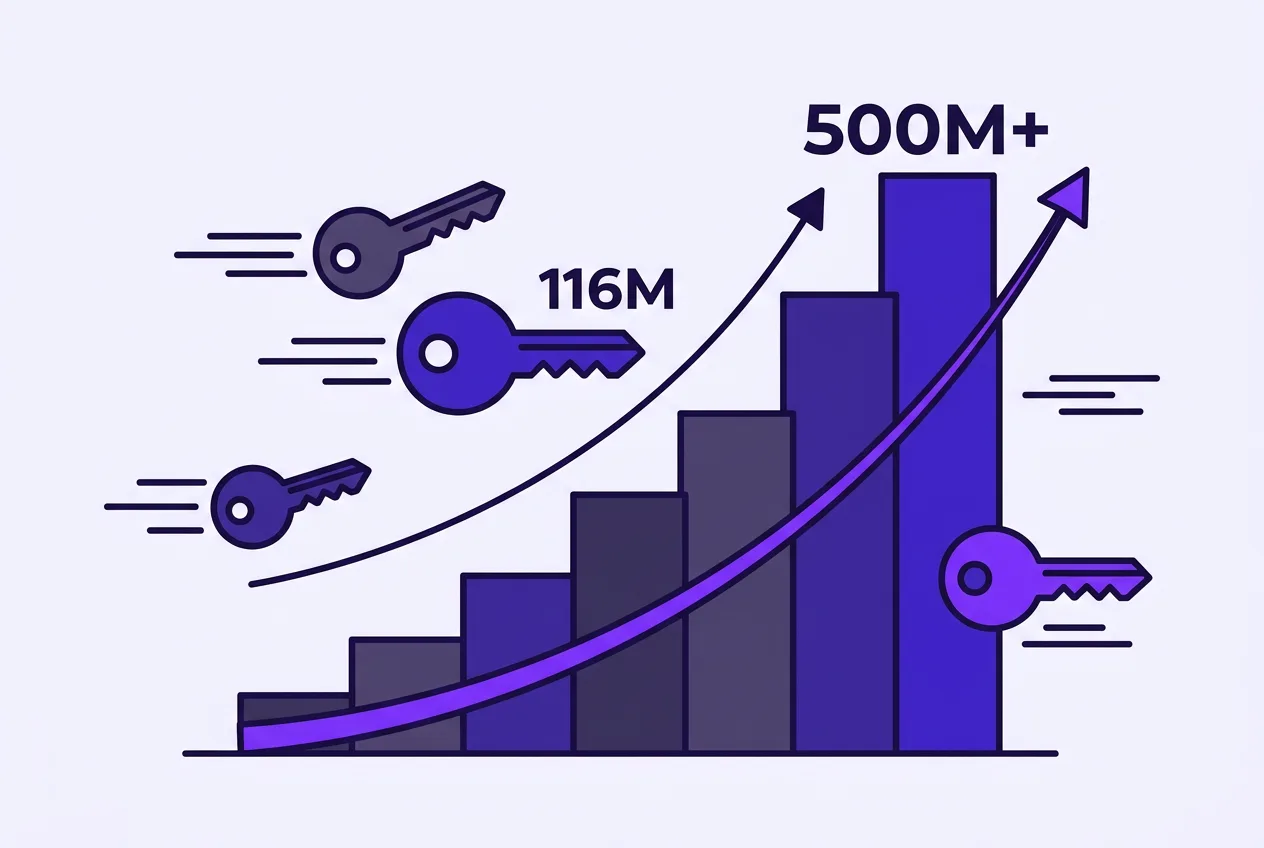 Flat vector infographic tracking Colombia's Bre-B network growth past 500 million transactions.