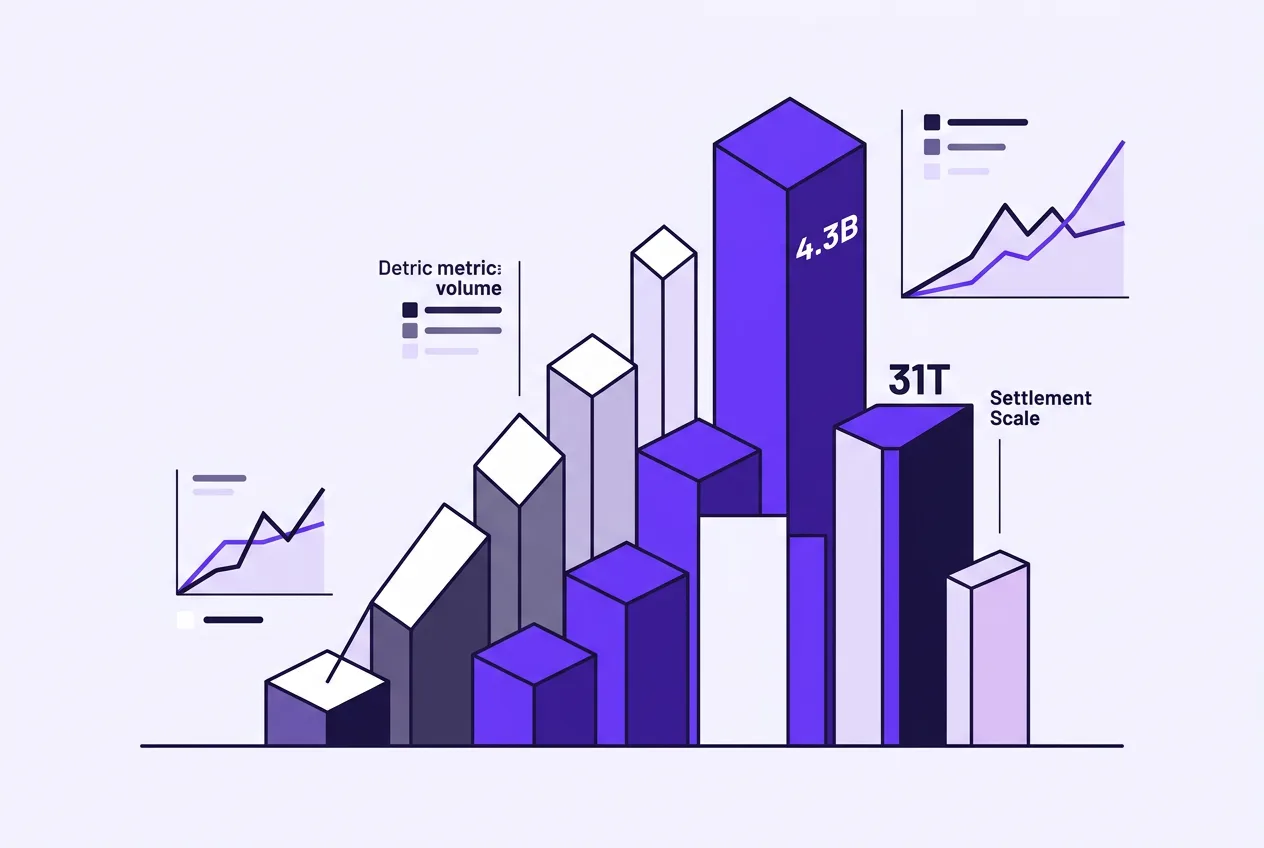 Graphic illustrating digital yuan transaction volumes reaching 4.3B transactions and 31T yuan.