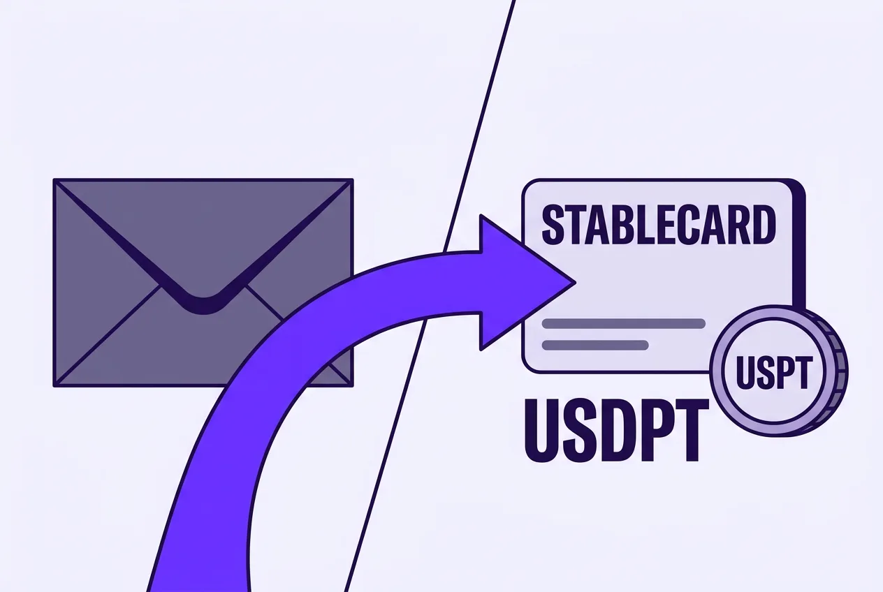 Infographic showing the Western Union Stablecard corridor redirecting remittances into USDPT stablecoin.