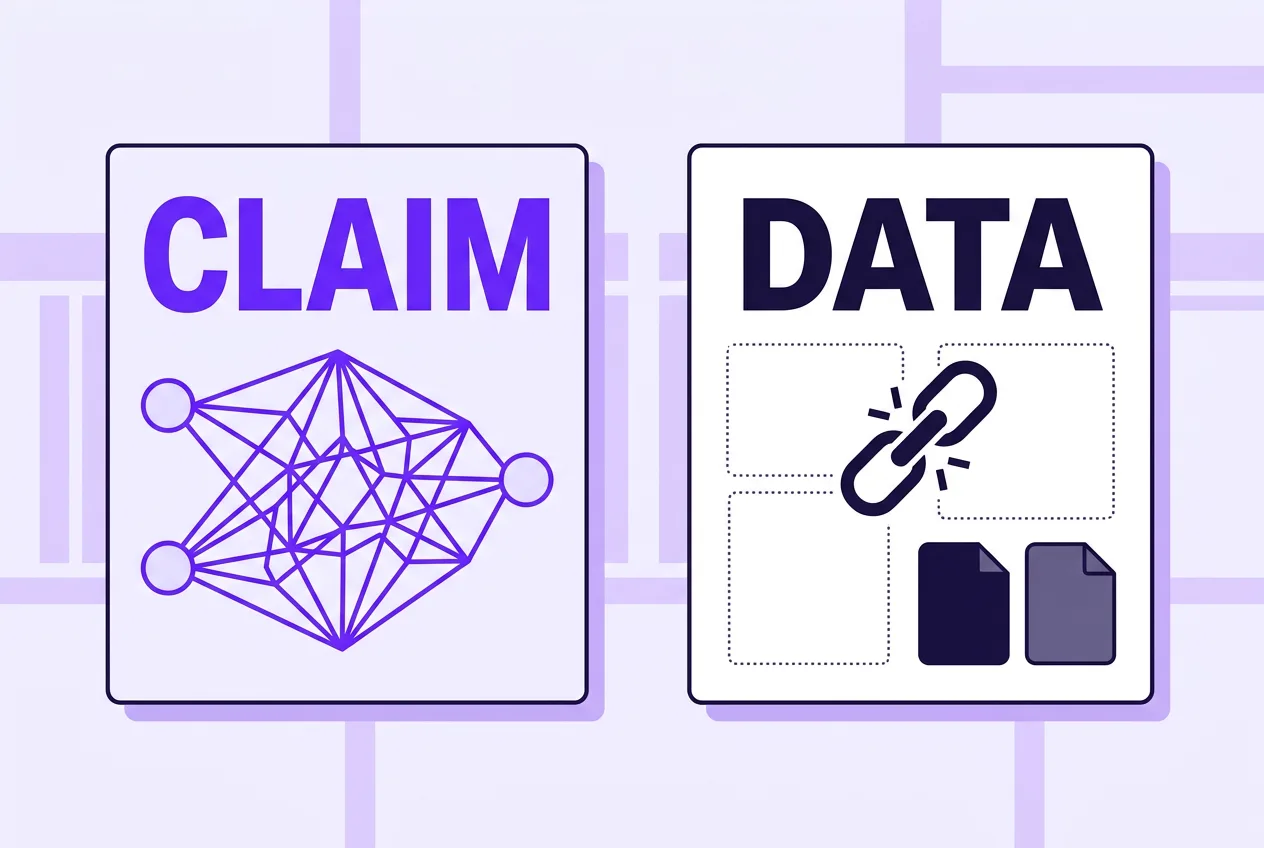 2D vector infographic contrasting AI companion claims against missing documentation data.