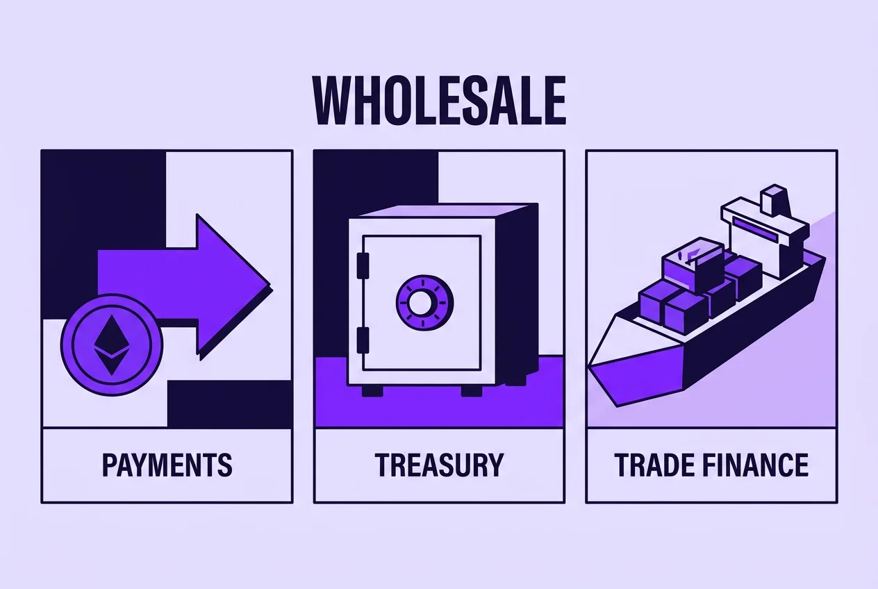 Infographic showing wholesale cross-border digital currency use cases in the BLOOM initiative