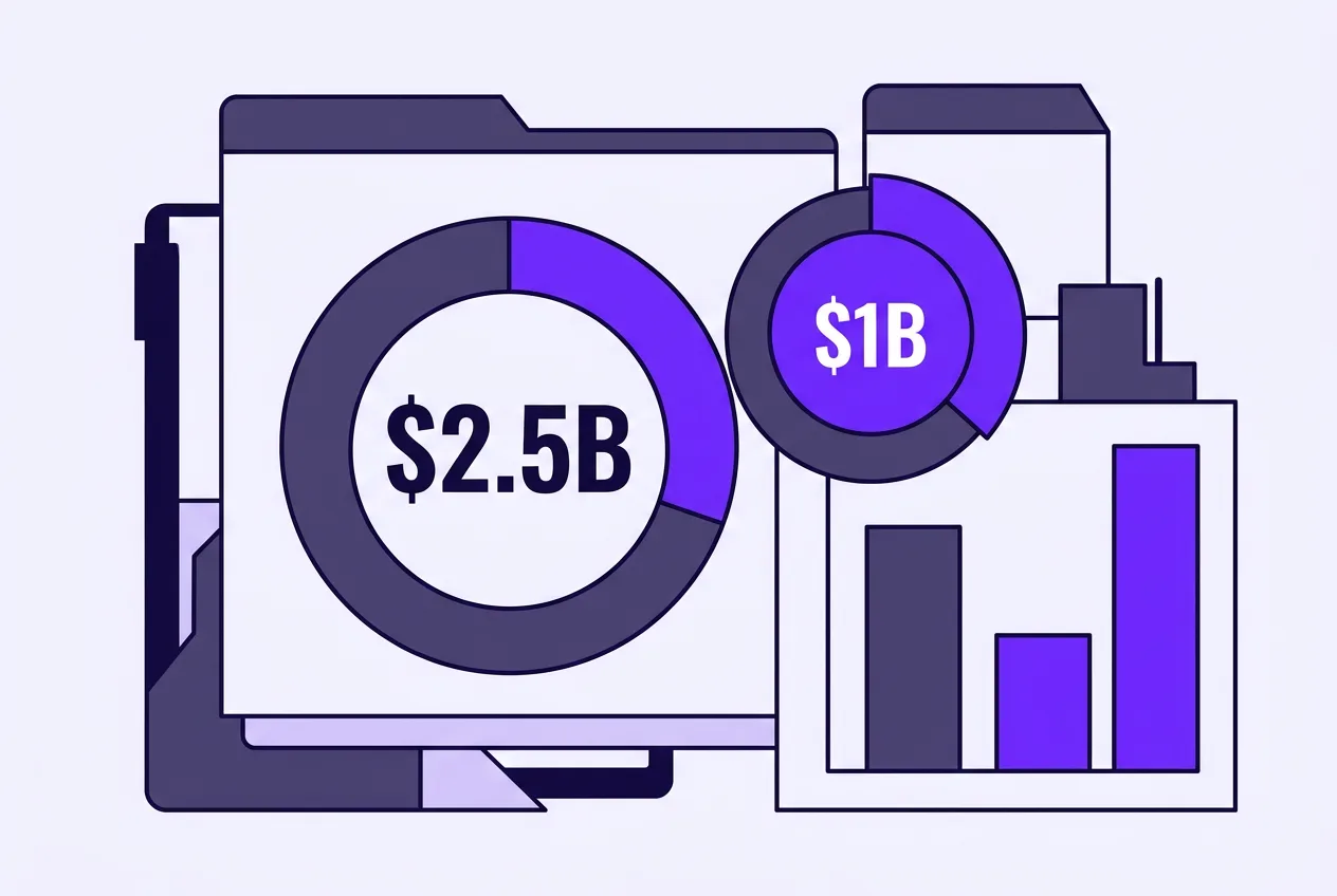 Infographic showing RLUSD stablecoin market capitalization metrics of $2.5B and $1B on XRP Ledger.