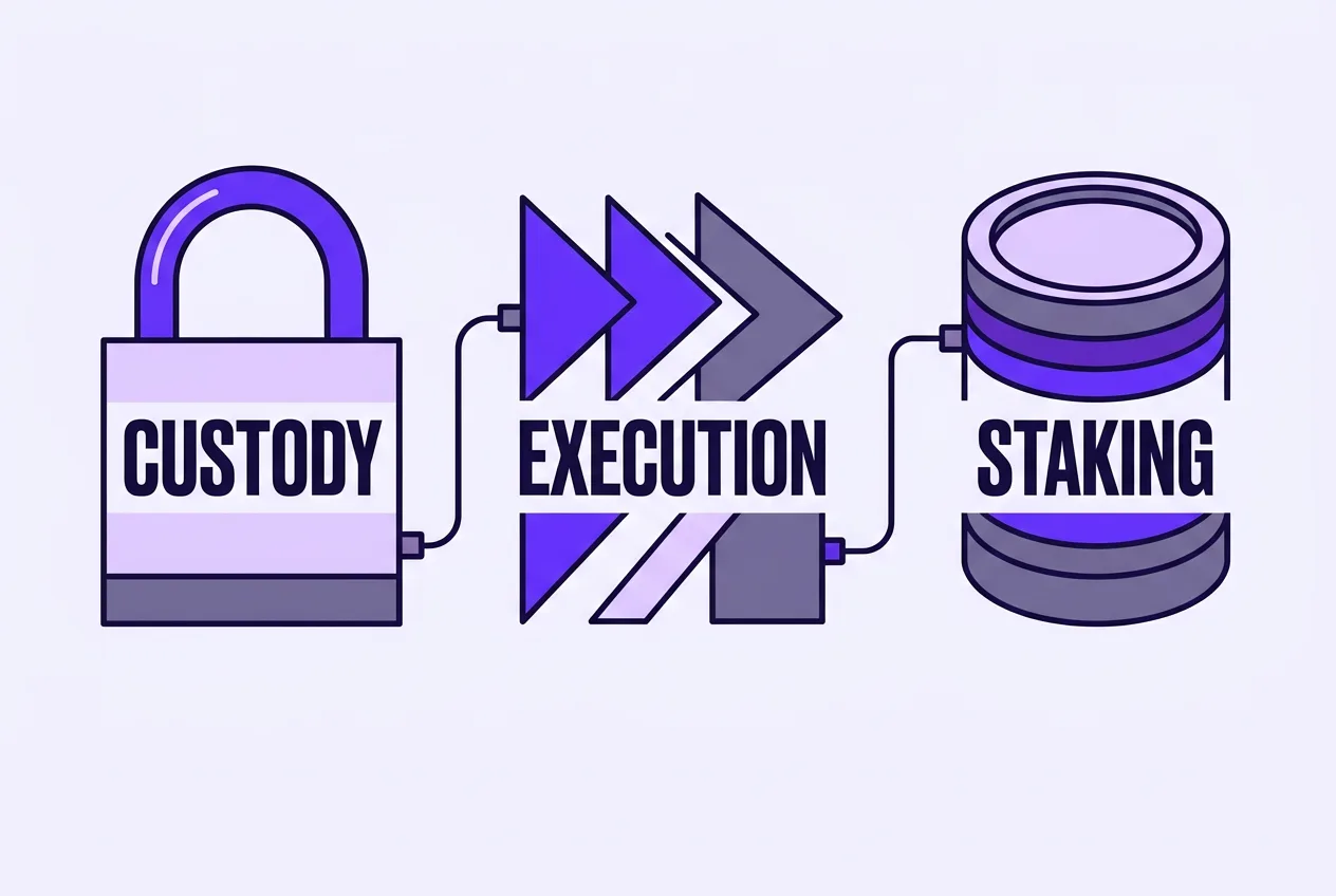 Infographic diagram of Revolut authorised DLT activities: custody, execution, and staking.