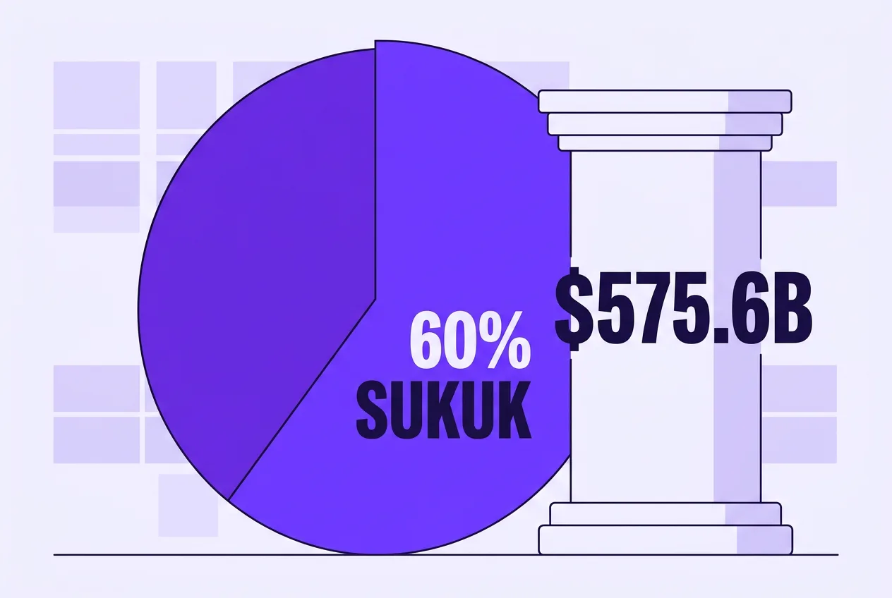 Infographic showing Malaysia $575.6B bond market with 60% sukuk share