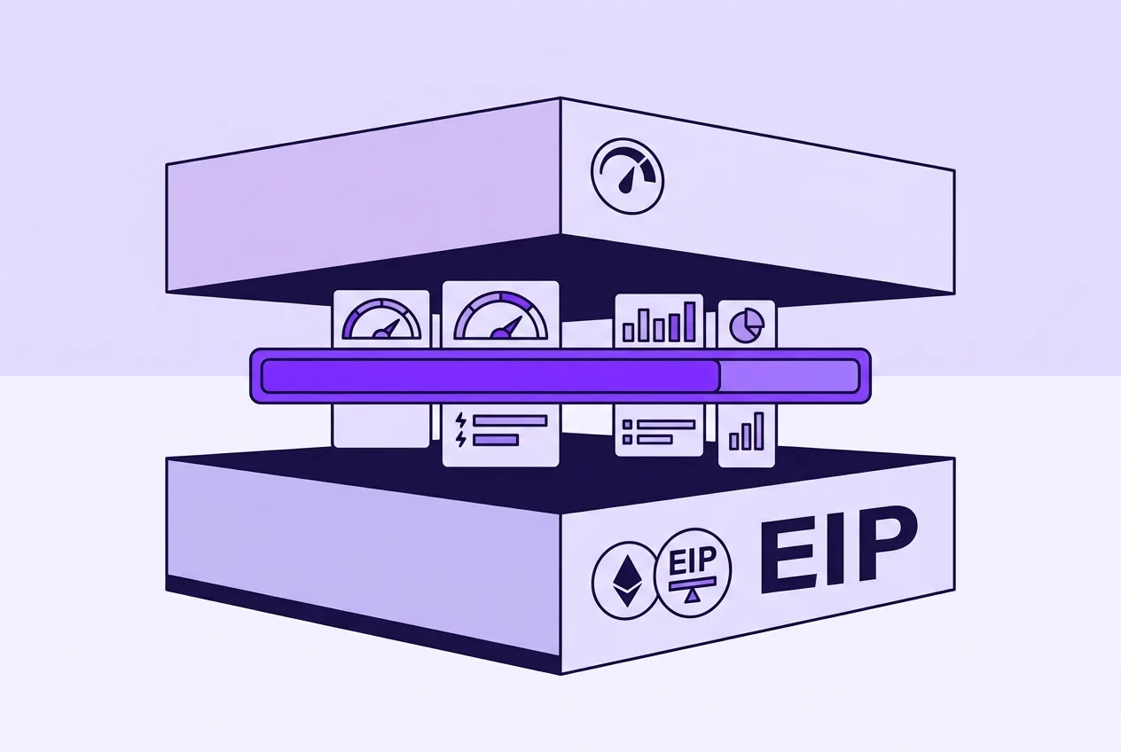 Flat vector infographic illustrating Ethereum execution and consensus layers undergoing gas code review.