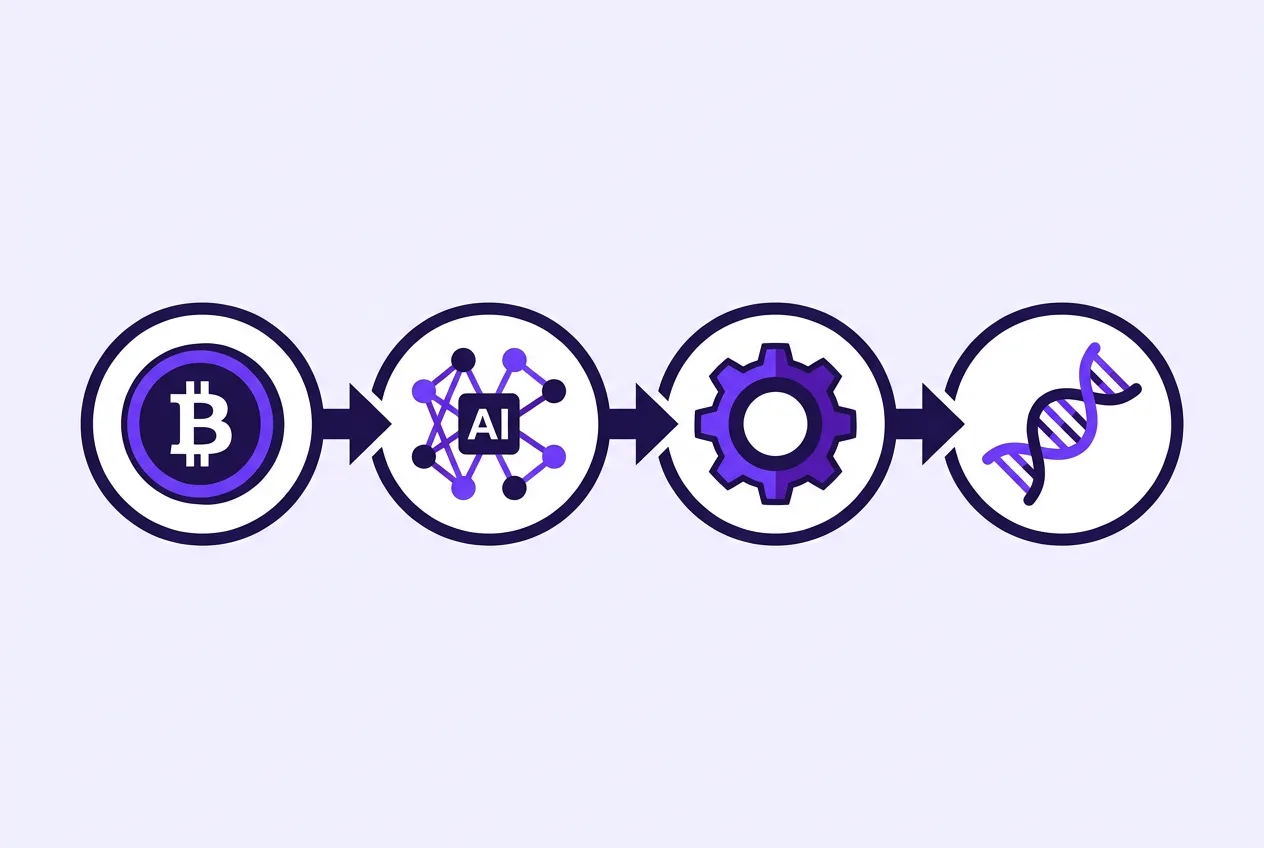 Vector infographic showing the evolution of a16z fund mandate from crypto to AI and robotics.