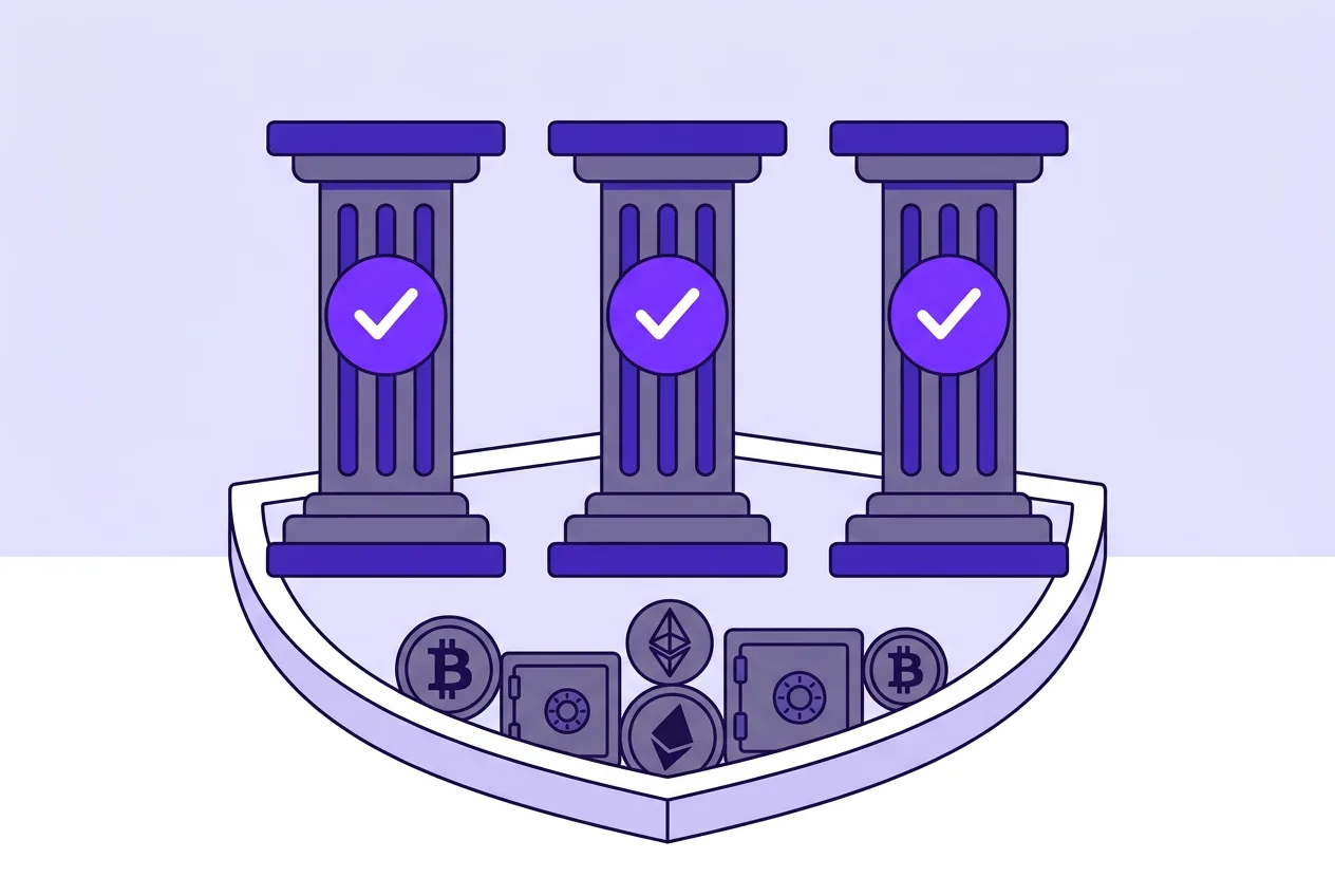 Infographic graphic showing regulatory trust charter approvals and protection for crypto custody institutions.